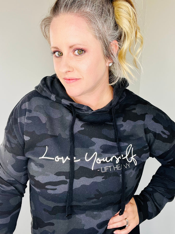 Love Yourself & Lift Heavy Cropped Hooded Sweatshirt