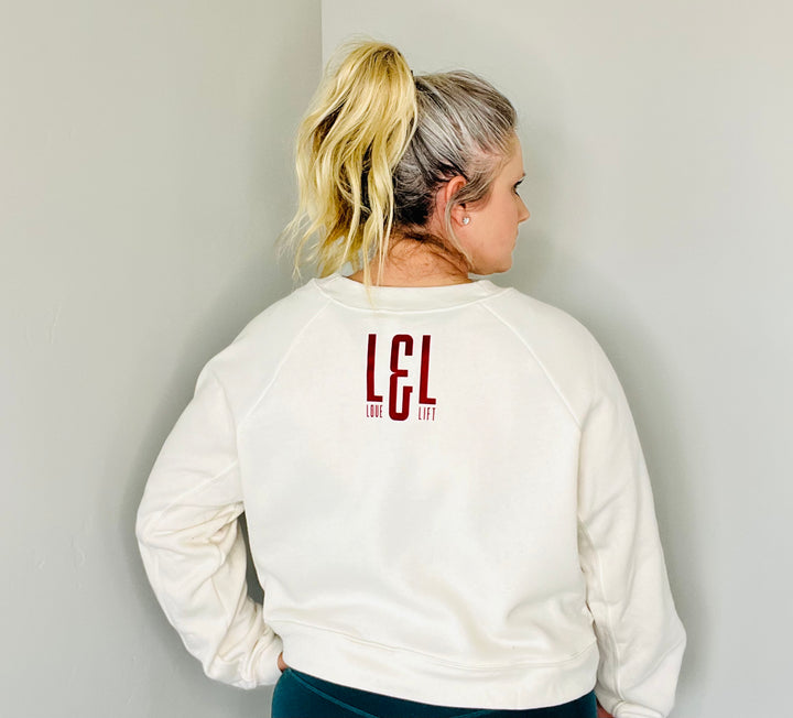 Love & Lift Barbell Flag Pullover Cropped Fleece