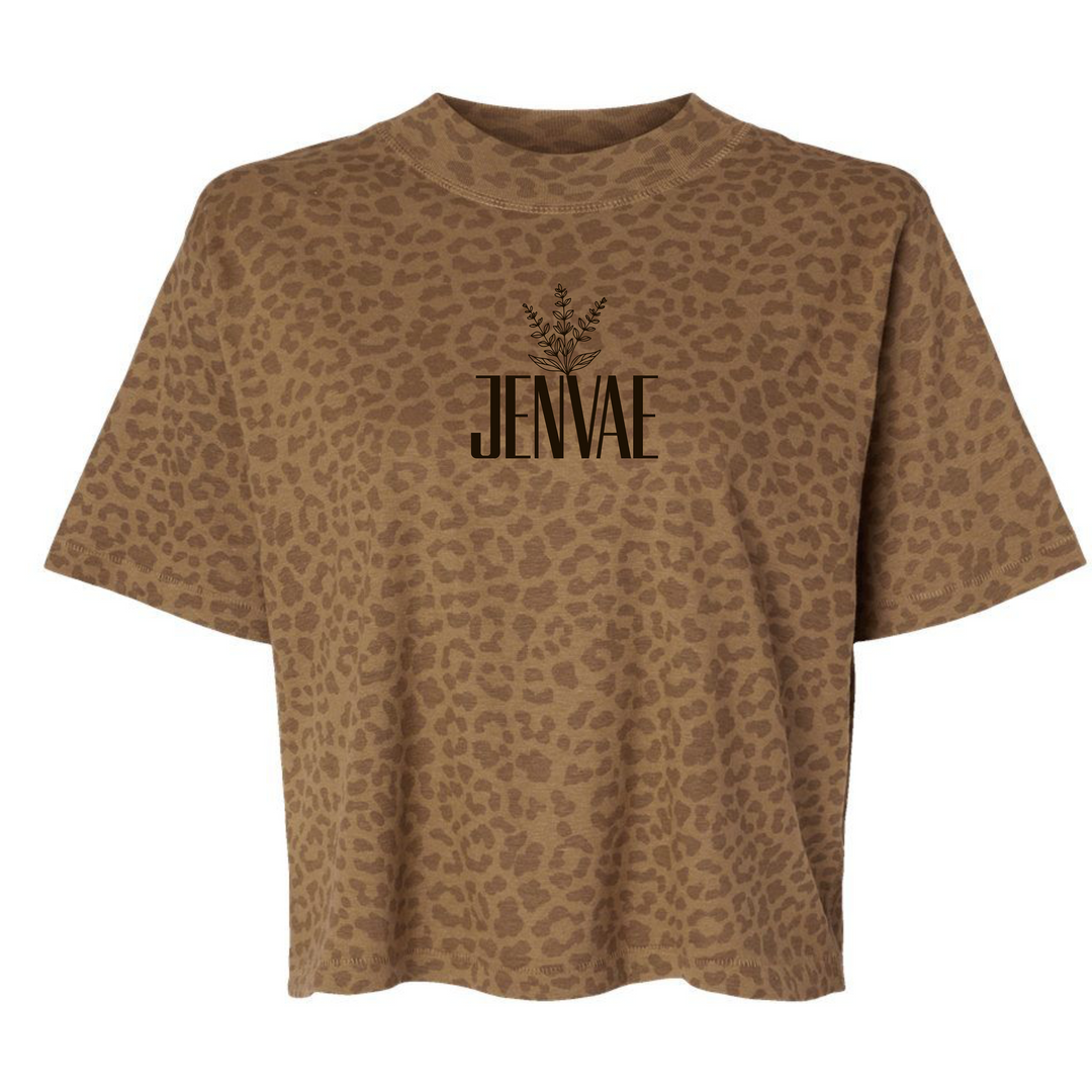 Jenvae Leopard Boxy Cropped T-shirt