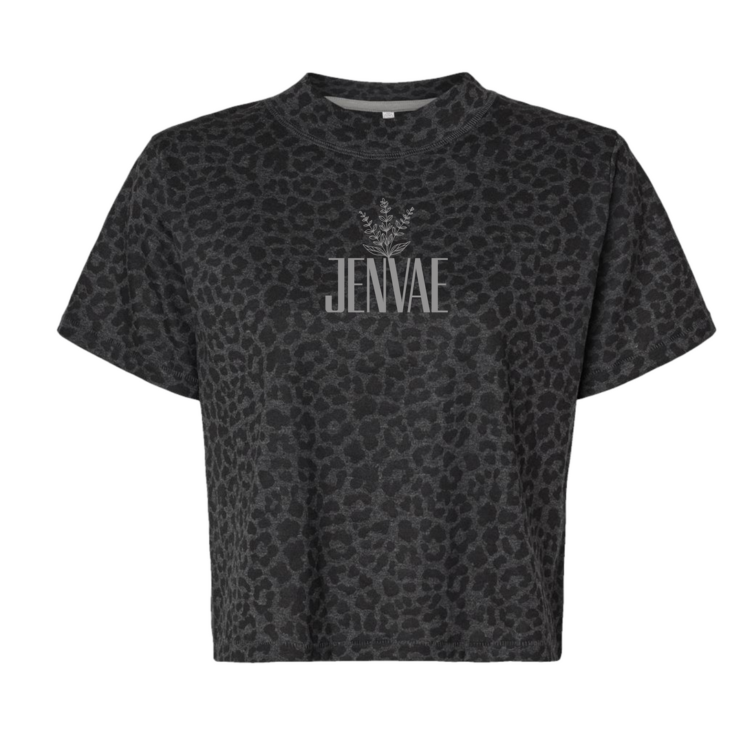 Jenvae Leopard Boxy Cropped T-shirt