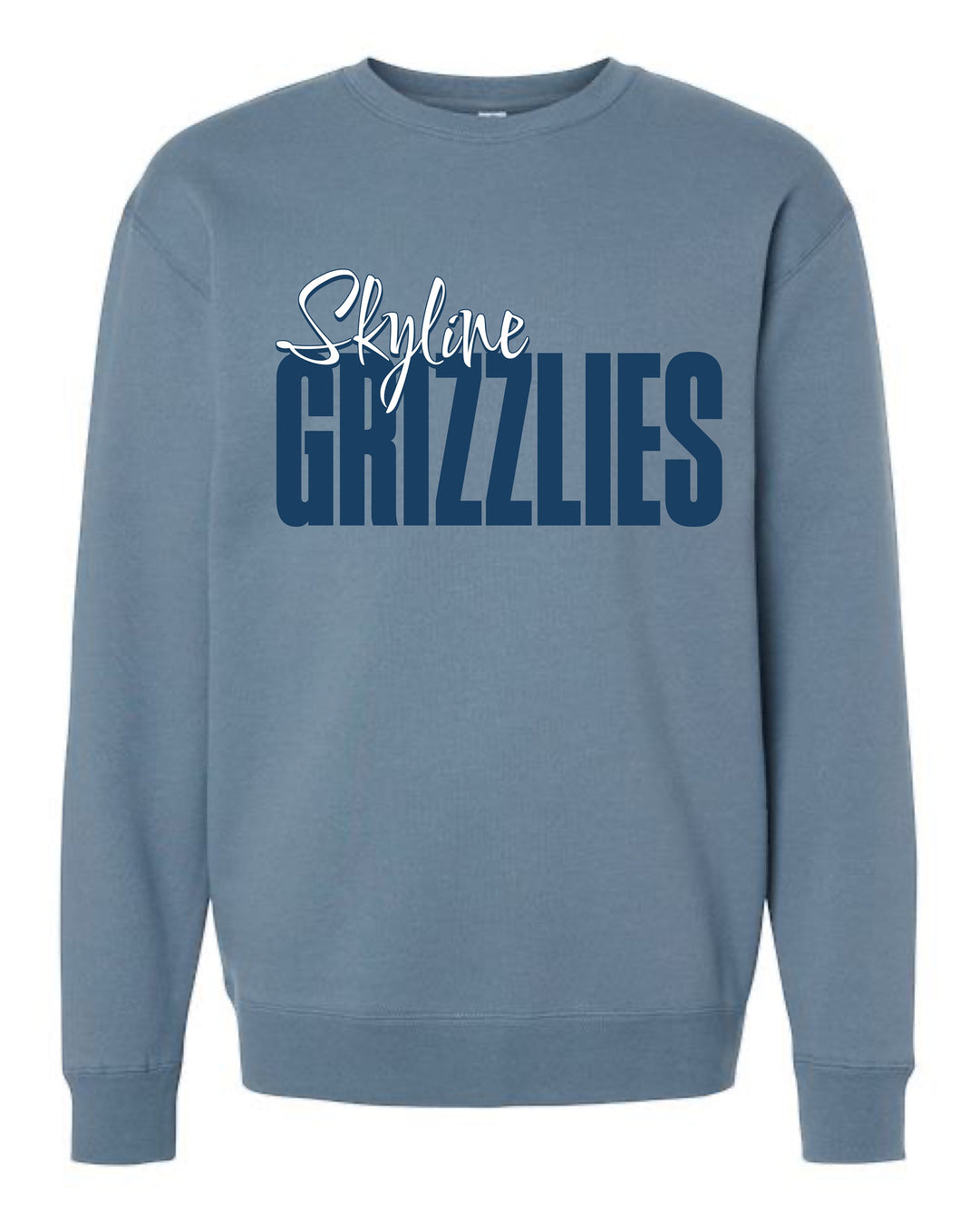 JSD Apparel blue heavyweight cotton-blend crewneck sweatshirt with Skyline Grizzlies script graphic print