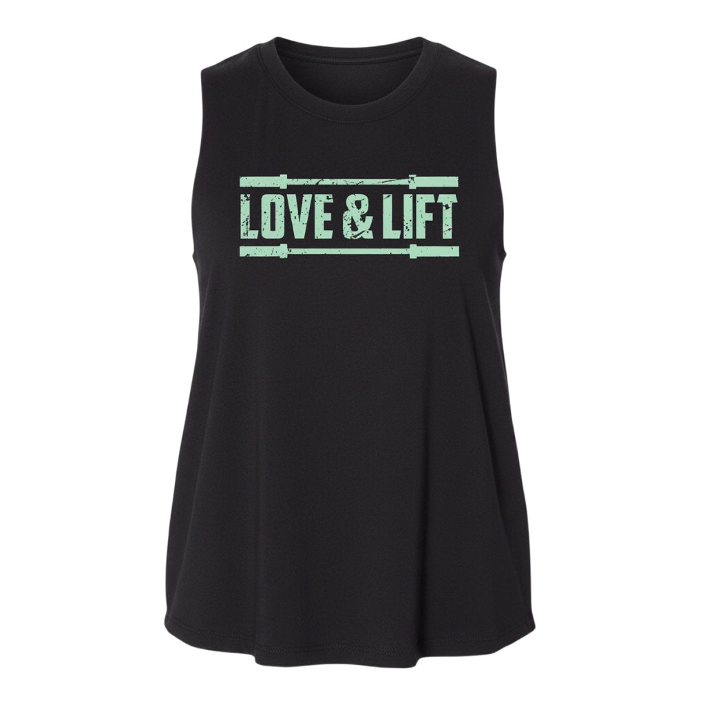 JSD Apparel black cropped tank top with distressed mint green &