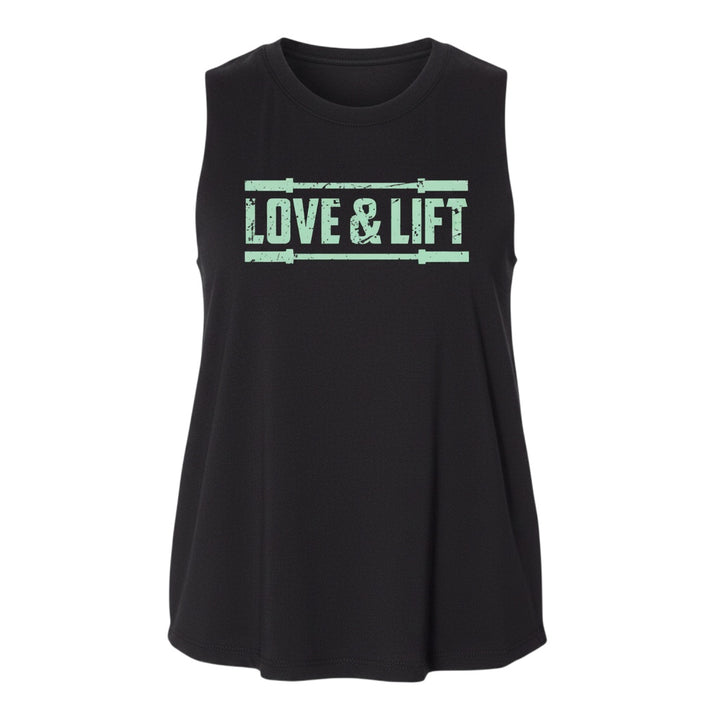 JSD Apparel black cropped tank top with distressed mint green &