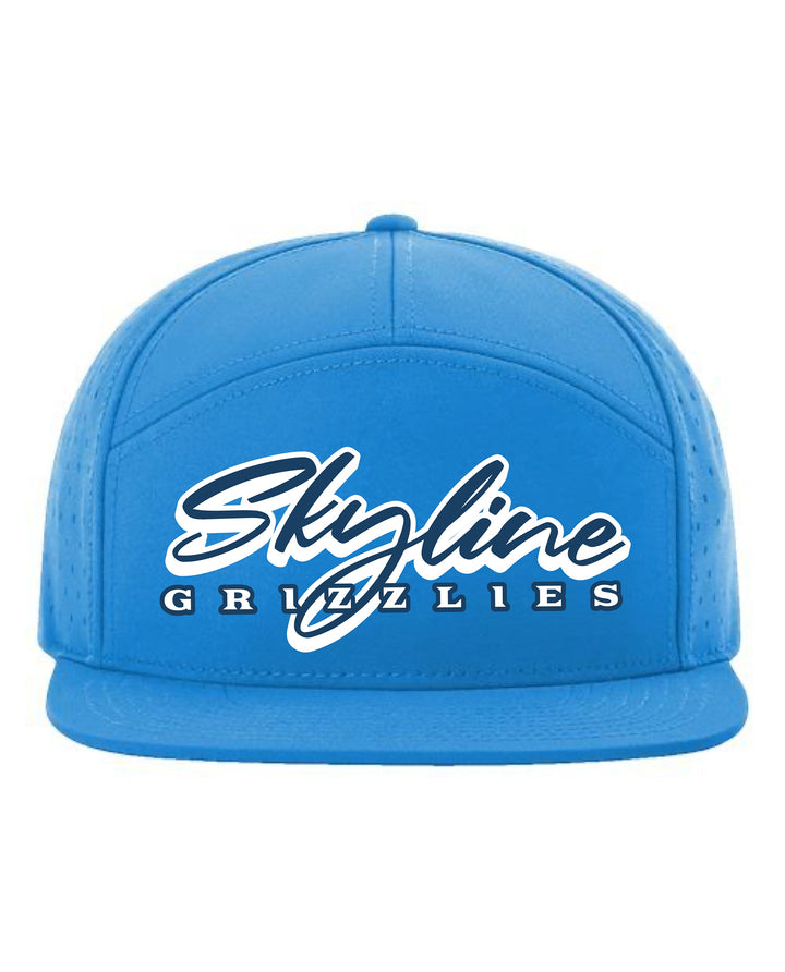 JSD Apparel Skyline Grizzlies blue performance snapback cap with perforated side panels and flat bill.