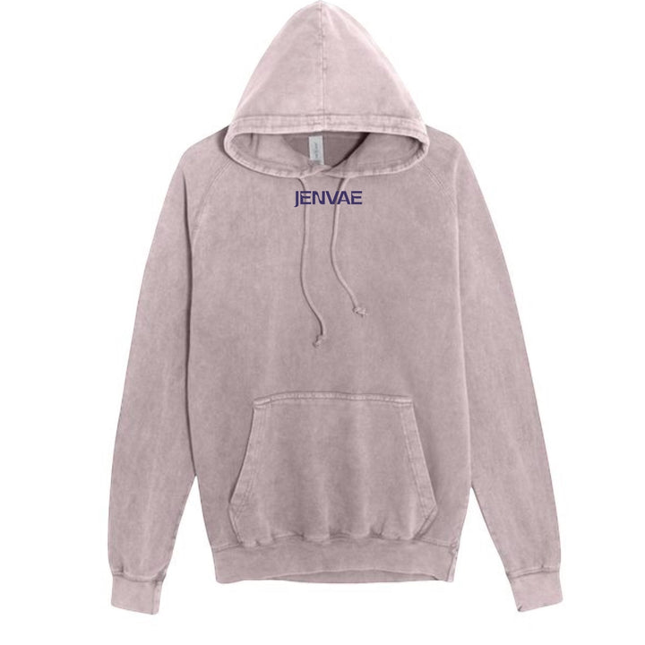 JSD Apparel Bloom Hoodie in washed mauve with a relaxed fit, featuring a small Jenvae logo on the chest.