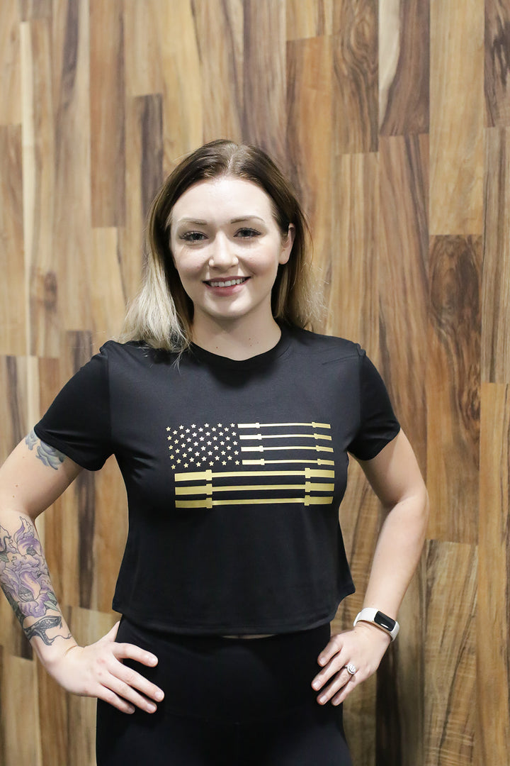 Barbell Flag Women's Cropped Tee
