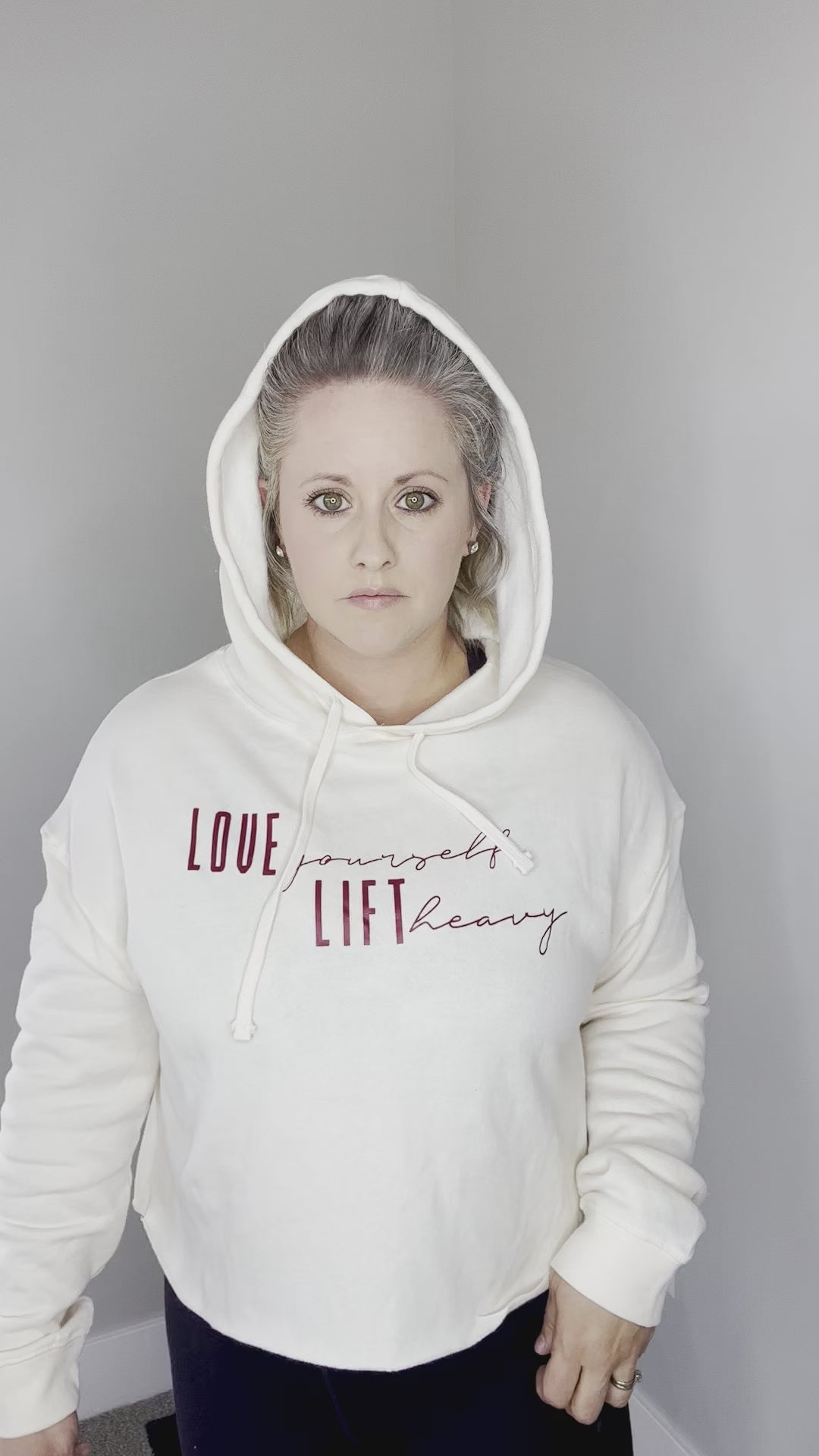 Love Yourself & Lift Heavy Cropped Hooded Sweatshirt